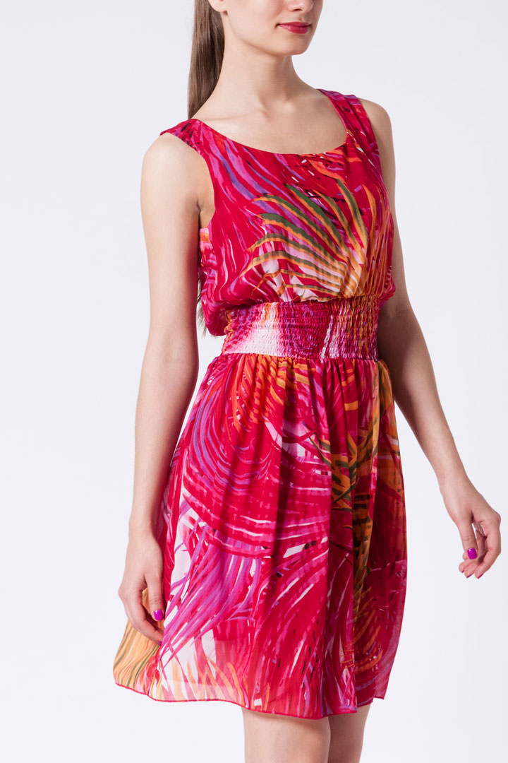 Фото товара 8092, легкое шелковистое платье с поясом-резинка