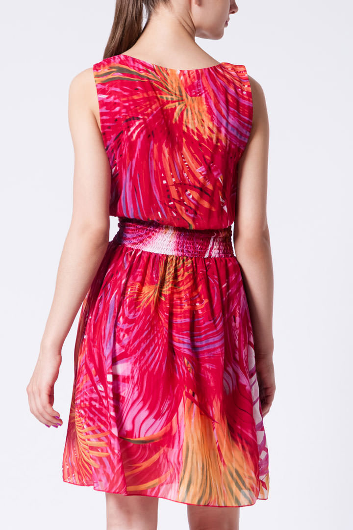Фото товара 8093, легкое шелковистое платье с поясом-резинка